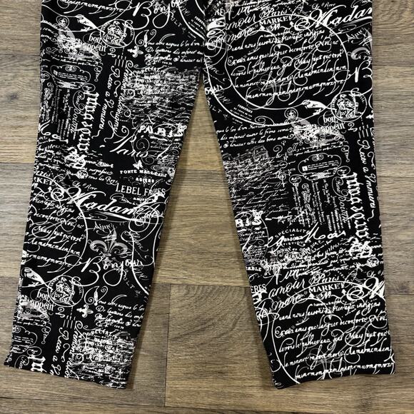 Lulu B Cropped Capri Pull On Pants Black White Women's Size 12 Pockets - Picture 11 of 12